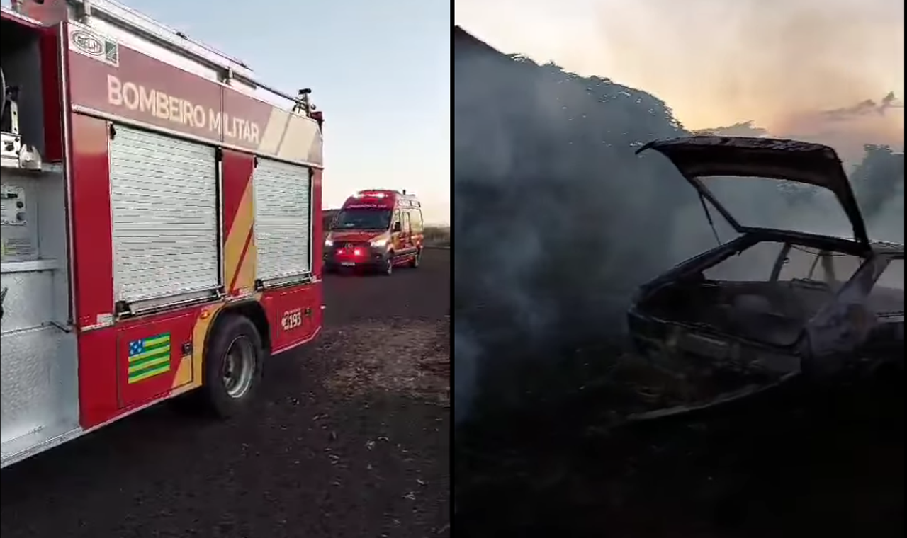 Incêndio em Terreno Destroi Carro Abandonado e Vegetação em Quirinópolis