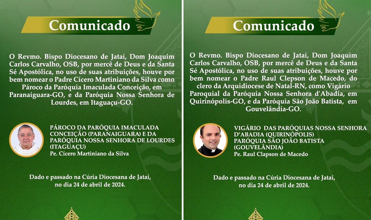 Mudanças na Diocese: Padre Cícero Transferido e Padre Raul Clepson Assume Novas Funções