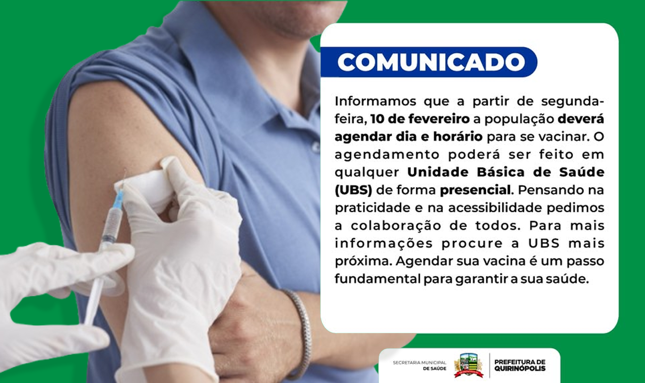 VACINAÇÃO EM QUIRINÓPOLIS PASSOU A SER FEITA POR AGENDAMENTO