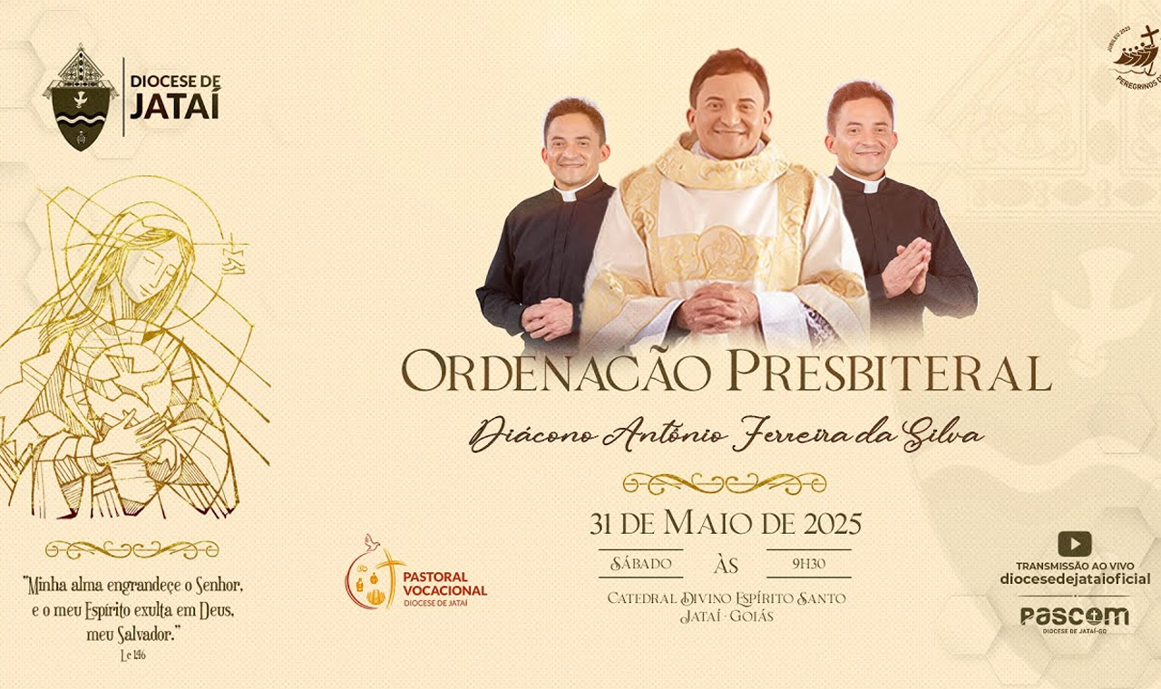 DIOCESE DE JATAÍ CELEBRA ORDENAÇÃO PRESBITERAL DO DIÁCONO ANTÔNIO FERREIRA DA SILVA, NESTE SÁBADO (31)