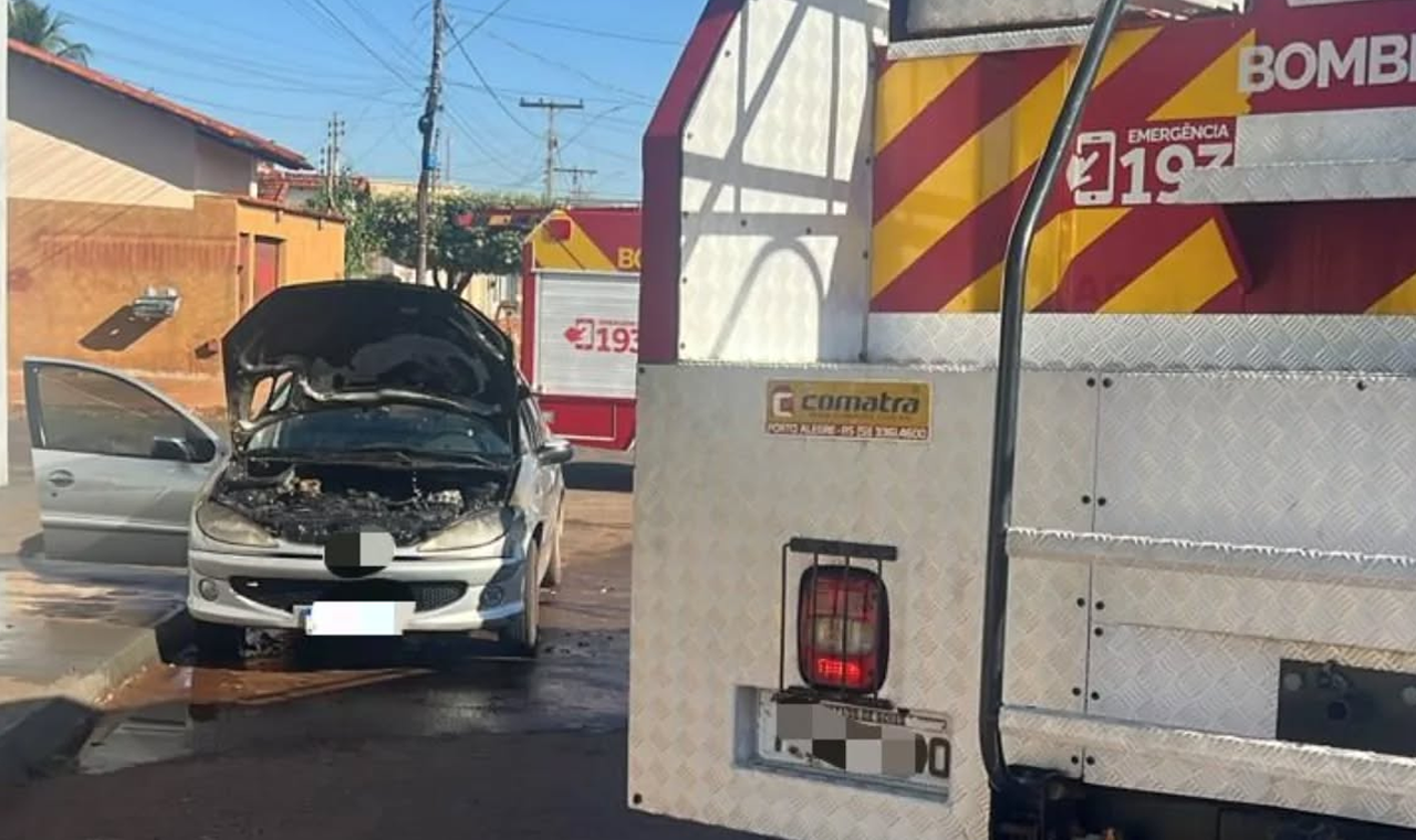 INCÊNDIO EM VEÍCULO MOBILIZOU CORPO DE BOMBEIROS EM QUIRINÓPOLIS