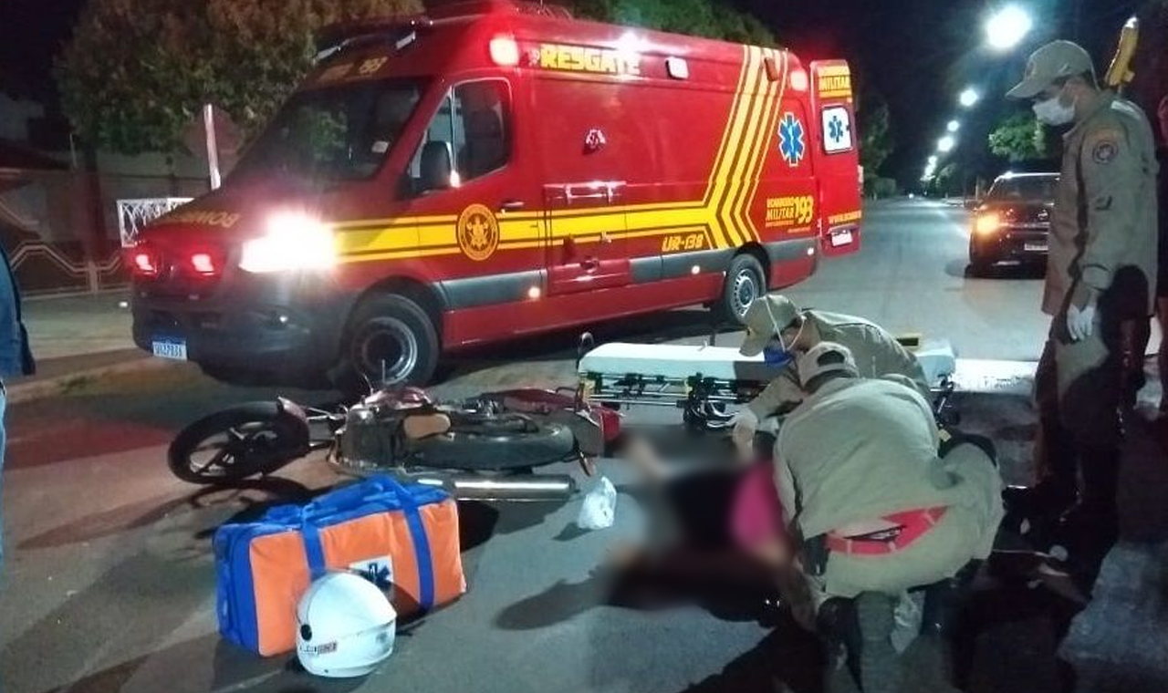 MOTOCICLISTA SE FERE EM ACIDENTE AO PASSAR POR LOMBADA EM QUIRINÓPOLIS