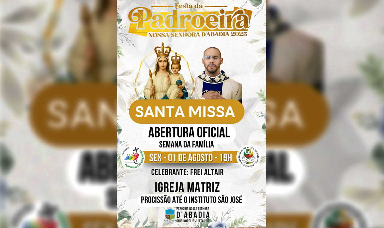 FESTA DA PADROEIRA TEM INÍCIO OFICIAL HOJE EM QUIRINÓPOLIS COM MISSA SOLENE E PROGRAMAÇÃO ESPECIAL
