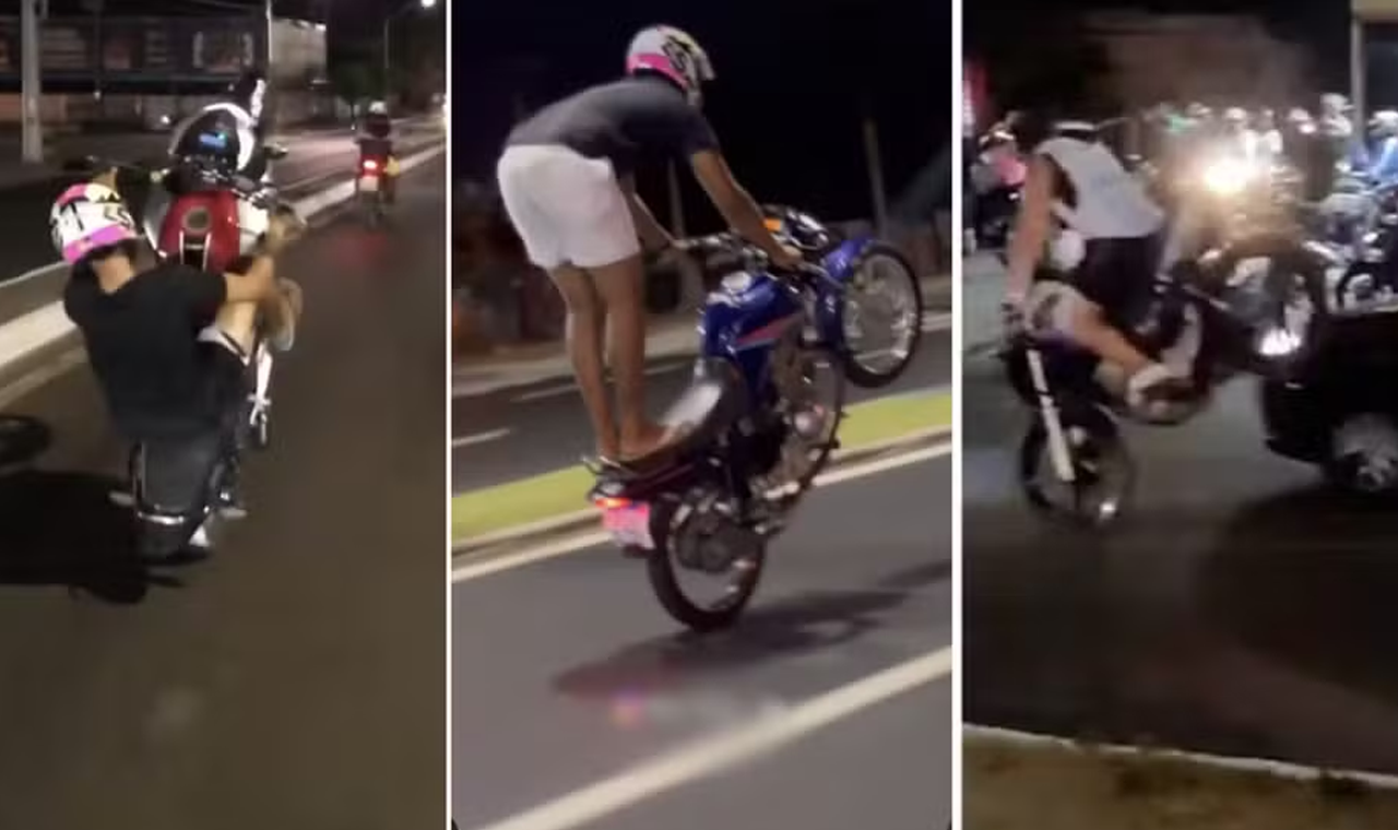 GCM FLAGRA GRUPO EMPINANDO MOTOS DURANTE PATRULHAMENTO