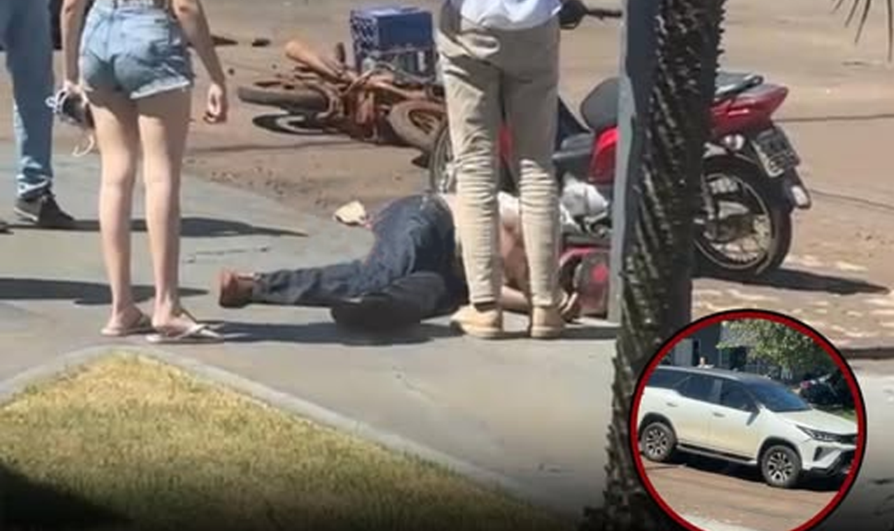 MOTOCICLISTA FICA FERIDO EM ACIDENTE NO CENTRO DE QUIRINÓPOLIS