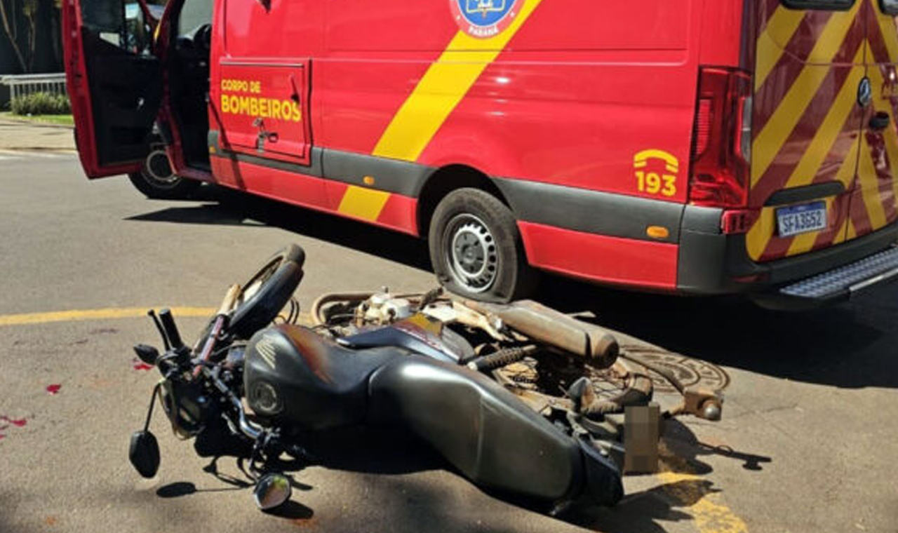 MOTOCICLISTA FICA FERIDO EM ACIDENTE NO CENTRO DE QUIRINÓPOLIS
