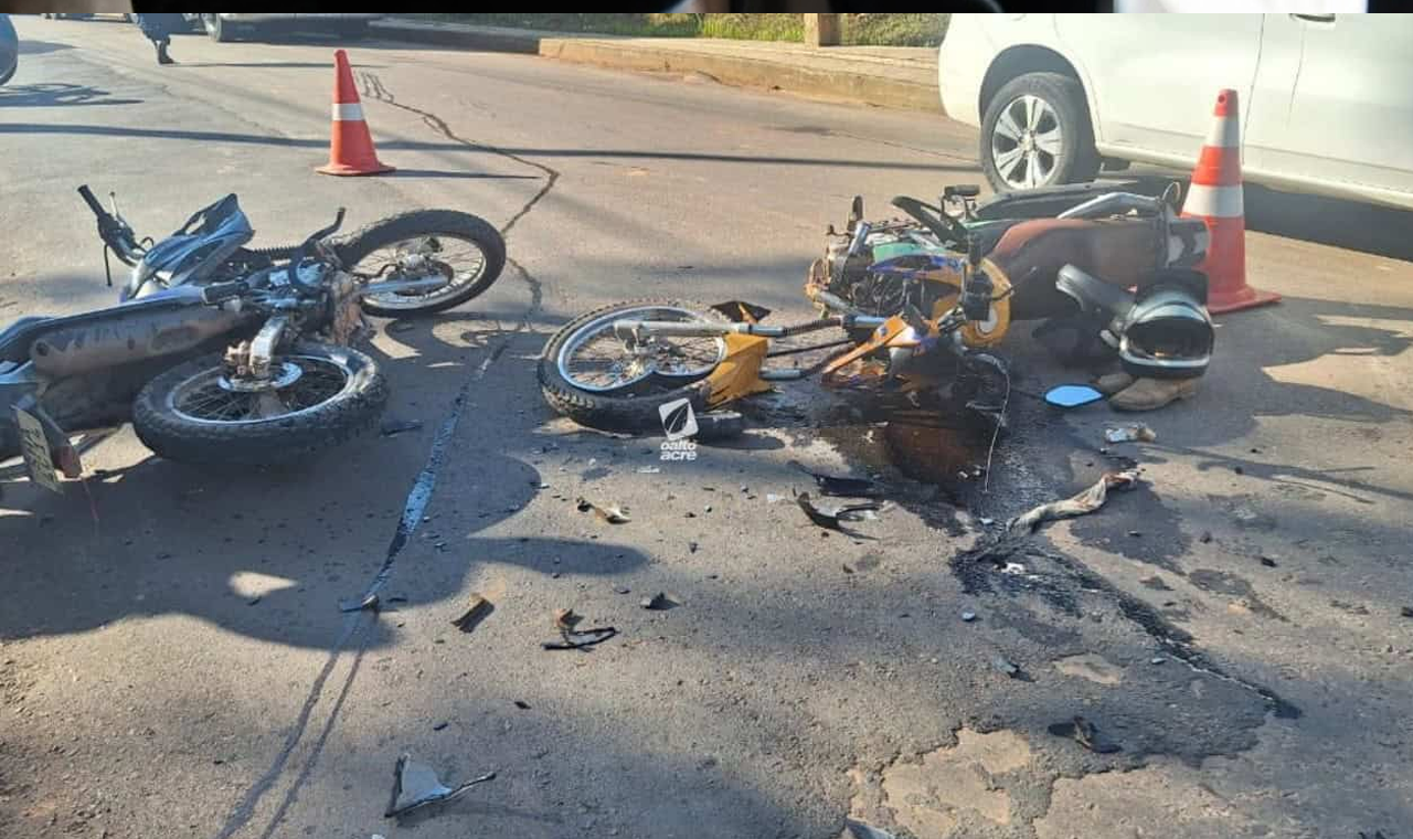 COLISÃO ENTRE MOTOCICLETAS DEIXA DUAS PESSOAS FERIDAS EM QUIRINÓPOLIS